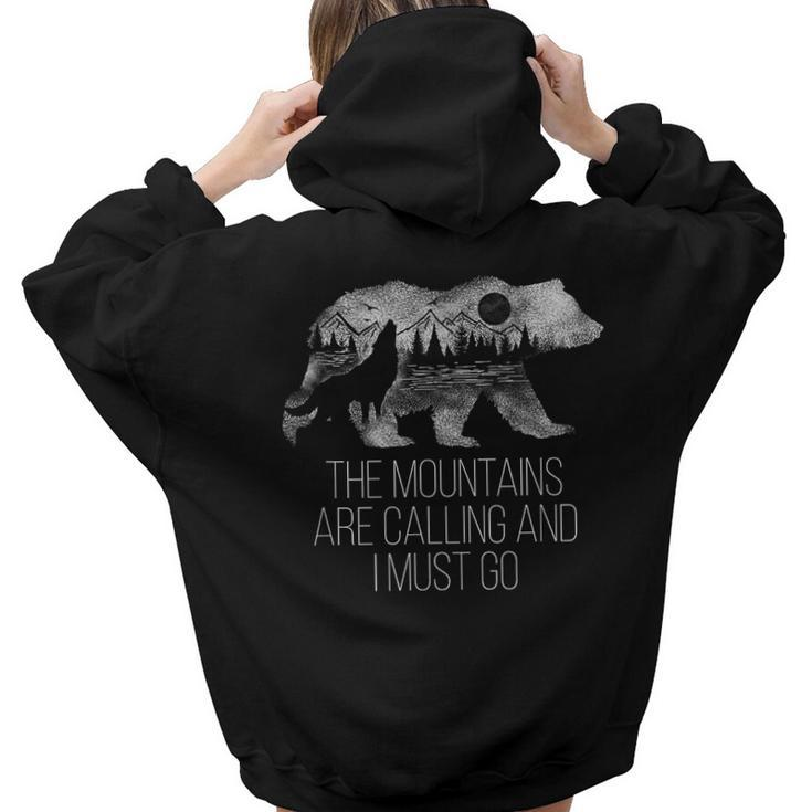 The Mountains Are Calling And I Must Go Camping Women Hoodie Back Print