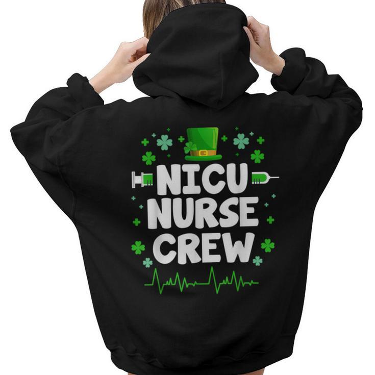 Nicu Nurse Crew Leprechaun Hat Happy St Patrick's Day Women Hoodie Back Print