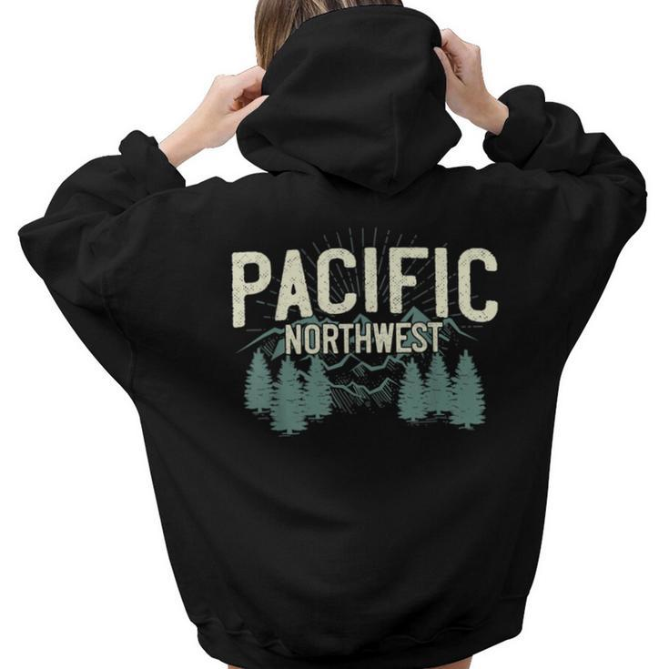 Pacific Northwest Vintage Mountain Camping Hiking T Camping Women Hoodie Back Print