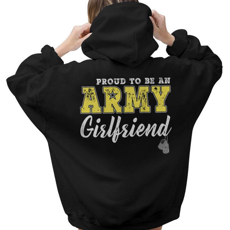Proud Army Girlfriend Us Flag Dog Tags Military Couple Military Women Hoodie Back Print