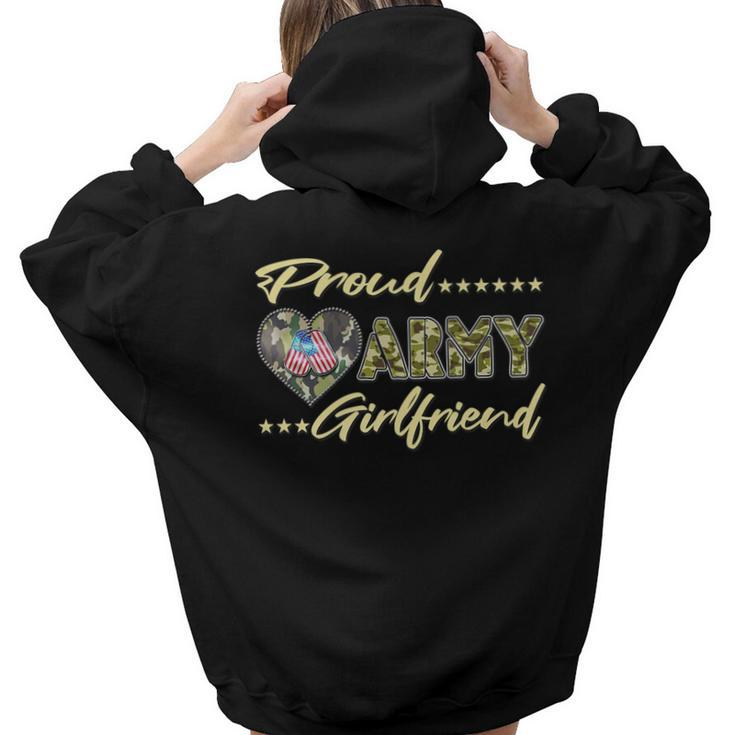 Proud Army Girlfriend - Us Flag Dog Tags Military Lover  Military Women Hoodie Back Print