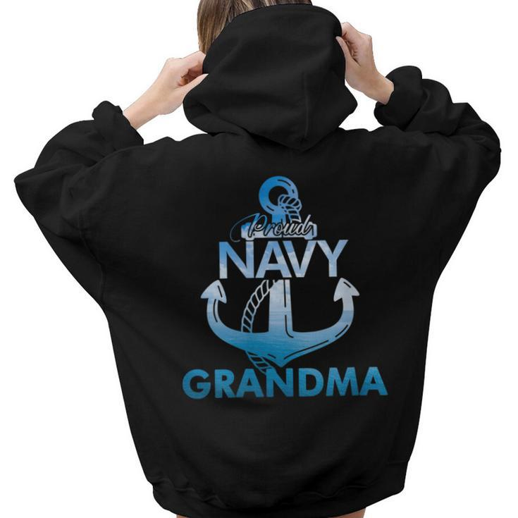 Proud Navy Grandma Lover Veterans Day Women Hoodie Back Print