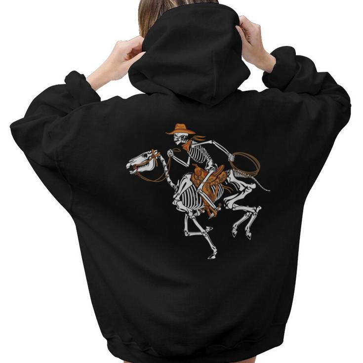 Skeleton Cowboy Riding Horse Halloween Rider Costume Men Women Hoodie Back Print
