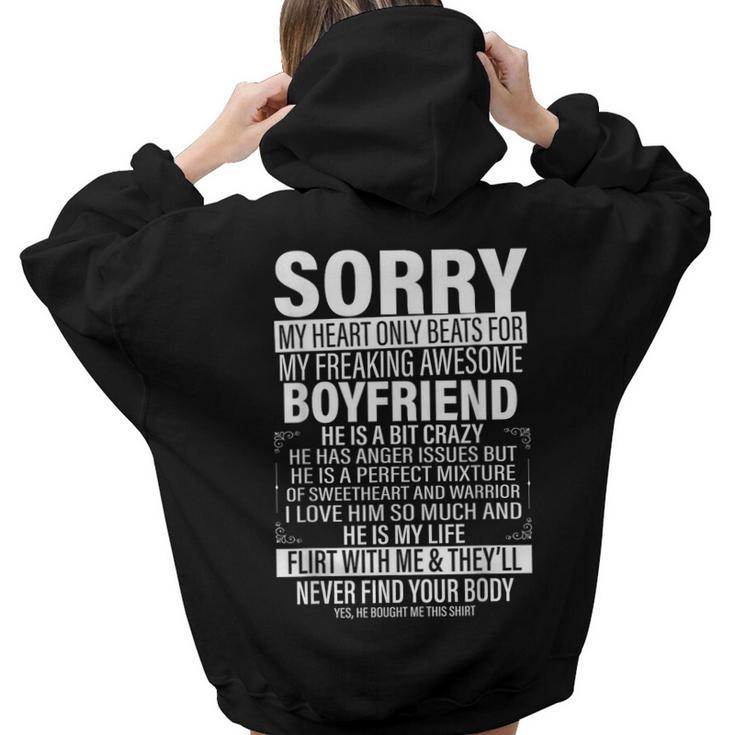 Sorry My Heart Only Beats For My Freaking Awesome Boyfriend Women Hoodie Back Print