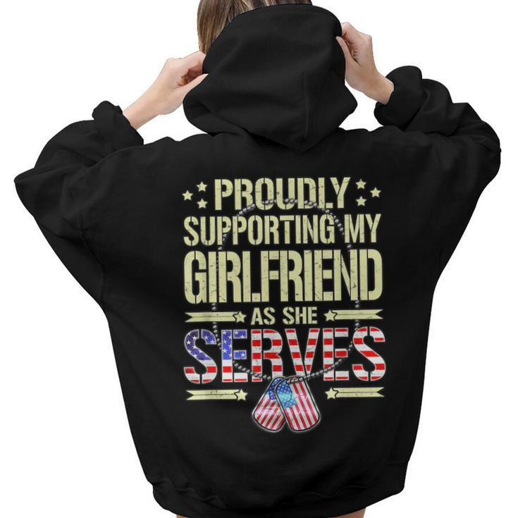 Supporting My Girlfriend As She Serves Proud Army Boyfriend Women Hoodie Back Print