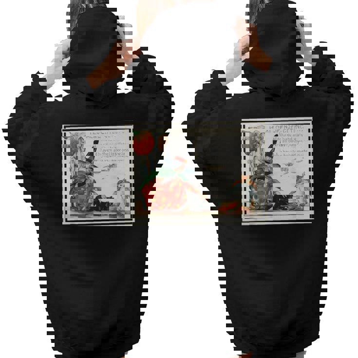 Vintage Halloween Trick Or Treating Ghost & Witch 1923 Halloween Women Hoodie Back Print