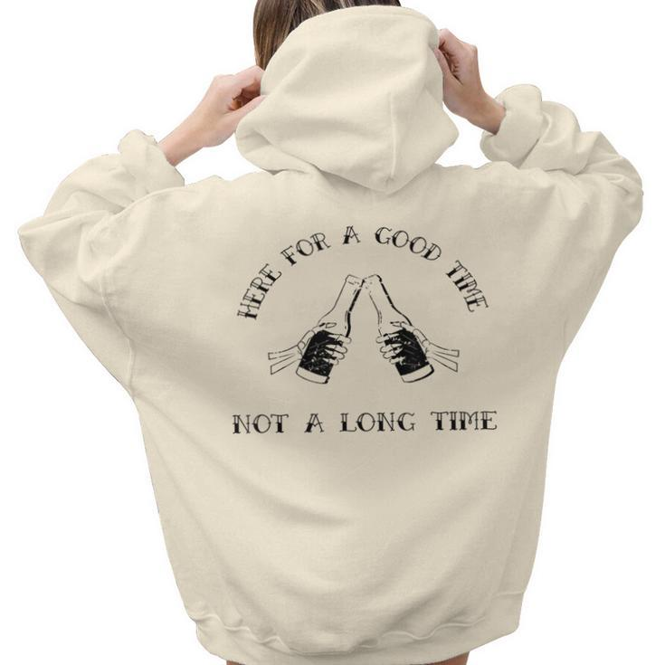 Beer Skeleton Friends Here For A Good Time Not A Long Time Women Hoodie Back Print