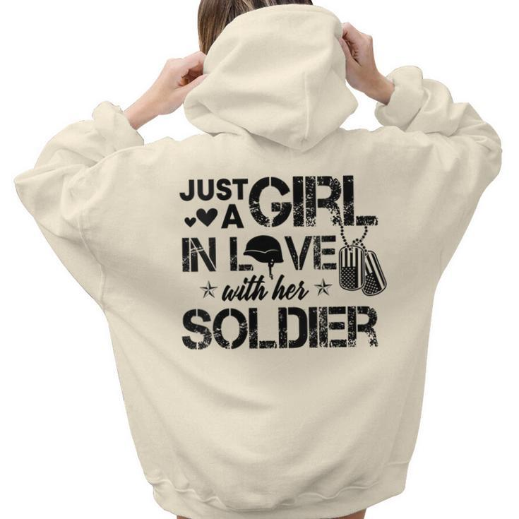 Just A Girl In Love With Her Soldier Army Girlfriend Wife Women Hoodie Back Print