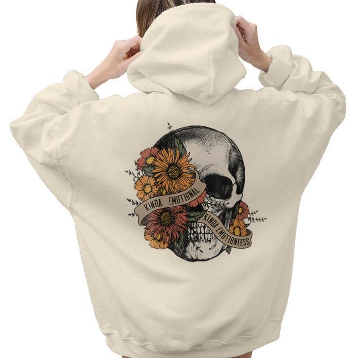Kinda Emotional Emotionless Flower Skull Vintage Skeleton Women Hoodie Back Print