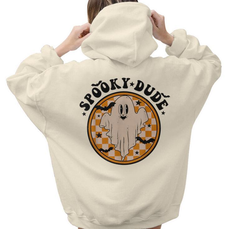Retro Halloween Spooky Dude Cute Ghost Spooky Season Women Hoodie Back Print