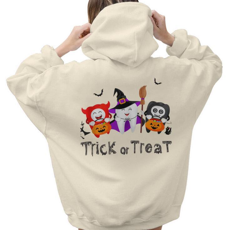 Trick Or Treat Fairy Spooky Tooth Halloween Dental Students Women Hoodie Back Print