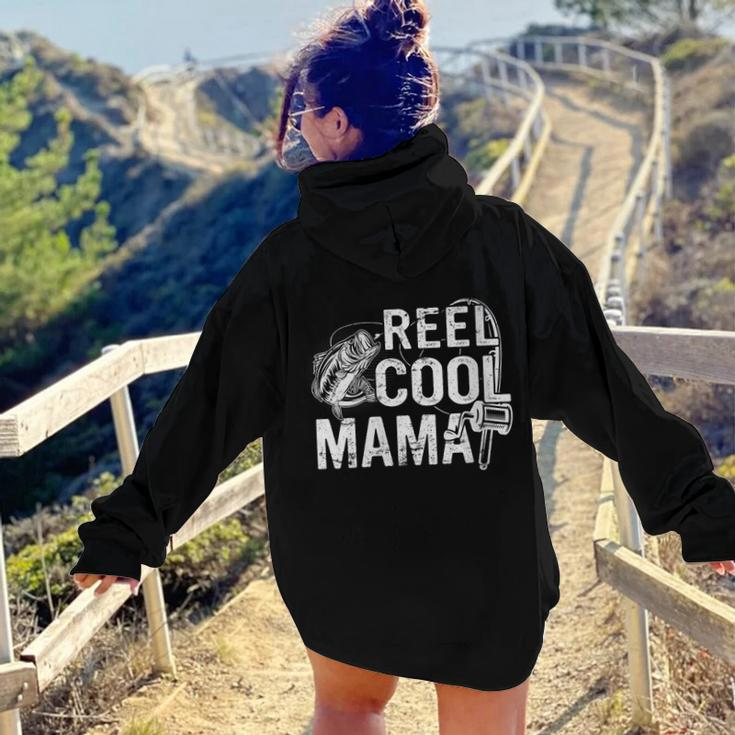 Distressed Reel Cool Mama Fishing For Women Women Hoodie Back Print