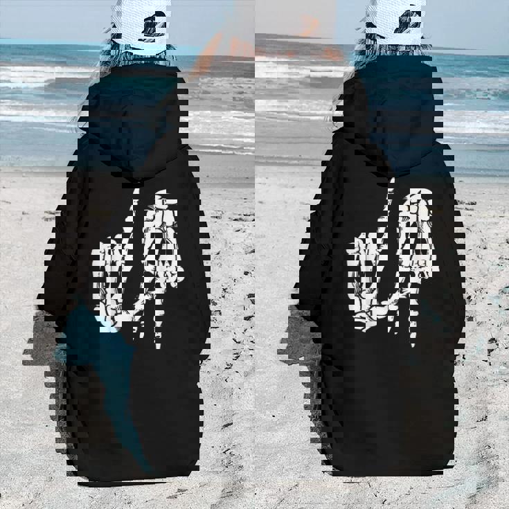 Cute Freaky Los Angeles Hand Sign Skeleton La Women Hoodie Back