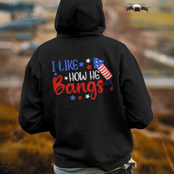 I Like How He Bang Funny 4Th Of July Matching Couple Back Print Hoodie