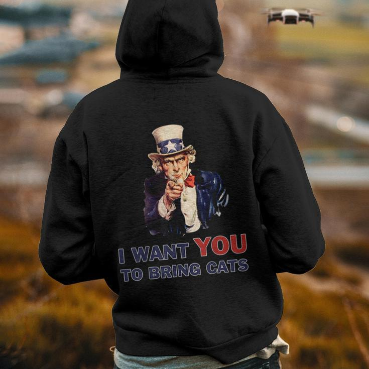 Uncle Sam I Want You - Cats 4Th Of July Funny Gifts For Uncle Back Print Hoodie