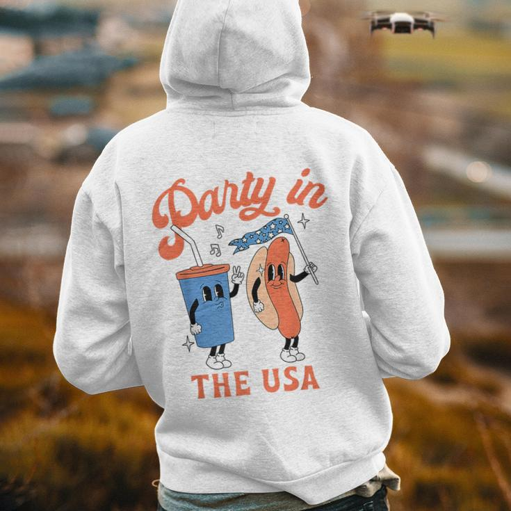 Party In The Usa Hot Dog Love Usa Funny 4Th Of July  Back Print Hoodie