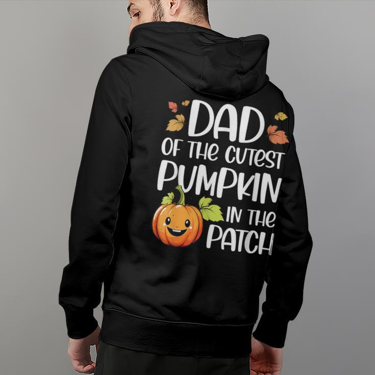 Dad Of Cutest Pumpkin In The Patch Halloween Thanksgiving Hoodie Back Print
