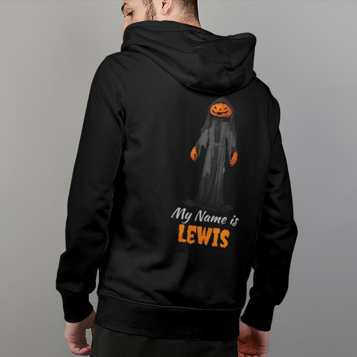 My Name Is Lewis Jack O Lantern Pumpkin Man Hoodie Back Print