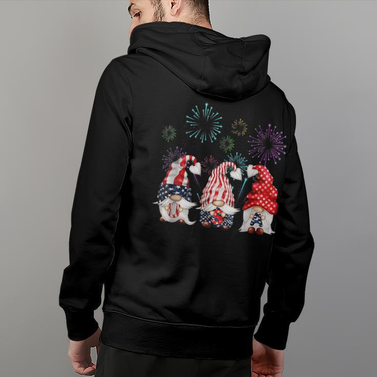 Patriotic Three Gnomes Firework Independence Day 4Th Of July Back Print Hoodie