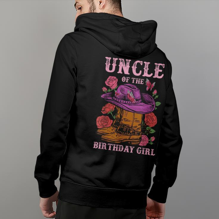 Uncle Of The Birthday Girl Pink Boots Cowgirl Matching Funny Gifts For Uncle Back Print Hoodie