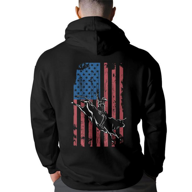 American Bull Riding Cowboy Bull Rider Country Rodeo Gift  Rodeo Funny Gifts Back Print Hoodie