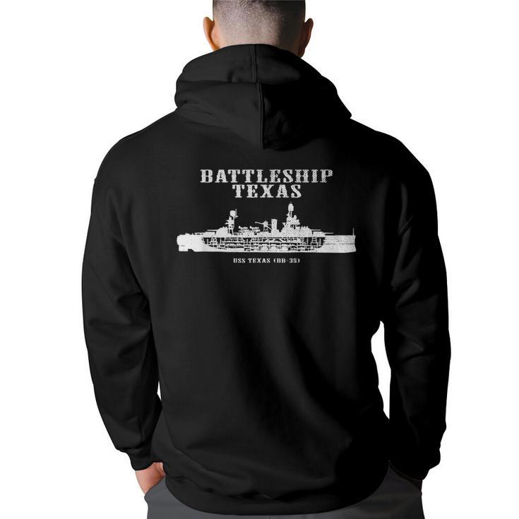 Battleship Texas Uss Texas Bb-35 Distressed Style  Back Print Hoodie