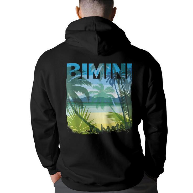 Bimini Bahamas Beach Summer Matching Family Palms Tree  Bahamas Funny Gifts Back Print Hoodie