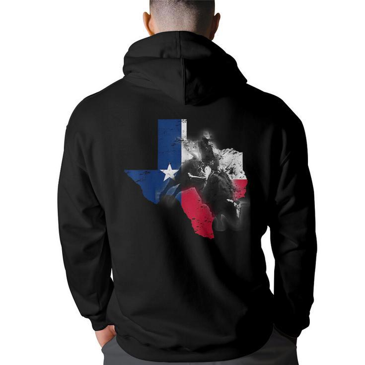 Bull-Riding For Men Texas Ranch Rider Cowboy Texan Lone Star  Texas Funny Designs Gifts And Merchandise Funny Gifts Back Print Hoodie