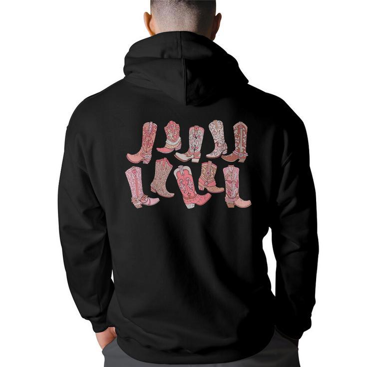 Cowgirl Boots Pink  Country Bride Boots Booze  Back Print Hoodie