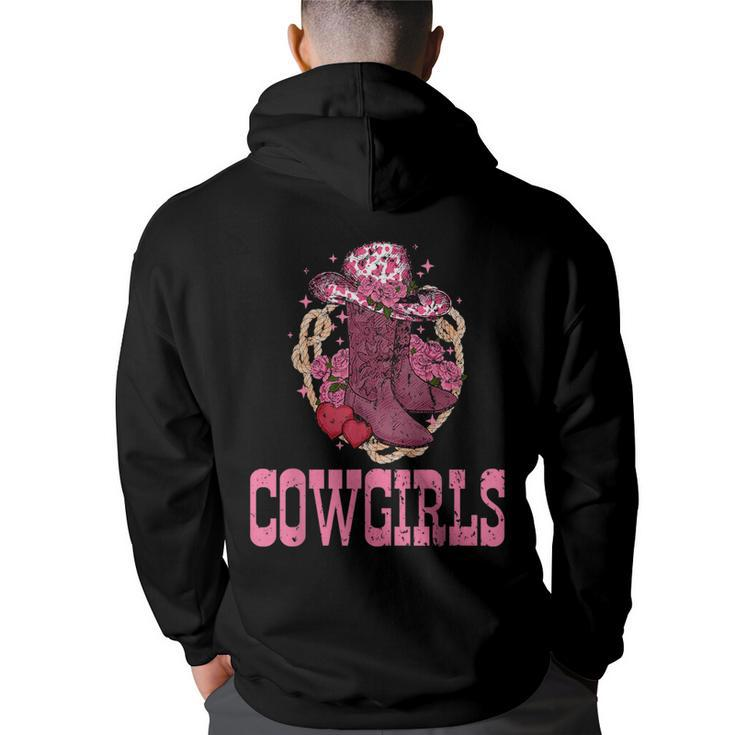 Cowgirls Pink Cowboy Hat Boots Western Cowgirls Rodeo  Rodeo Funny Gifts Back Print Hoodie