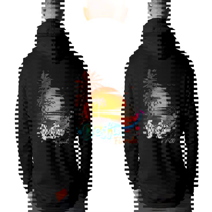 Destin Florida Beach Summer Vacation Palm Trees Sunset Men  Florida Gifts & Merchandise Funny Gifts Back Print Hoodie