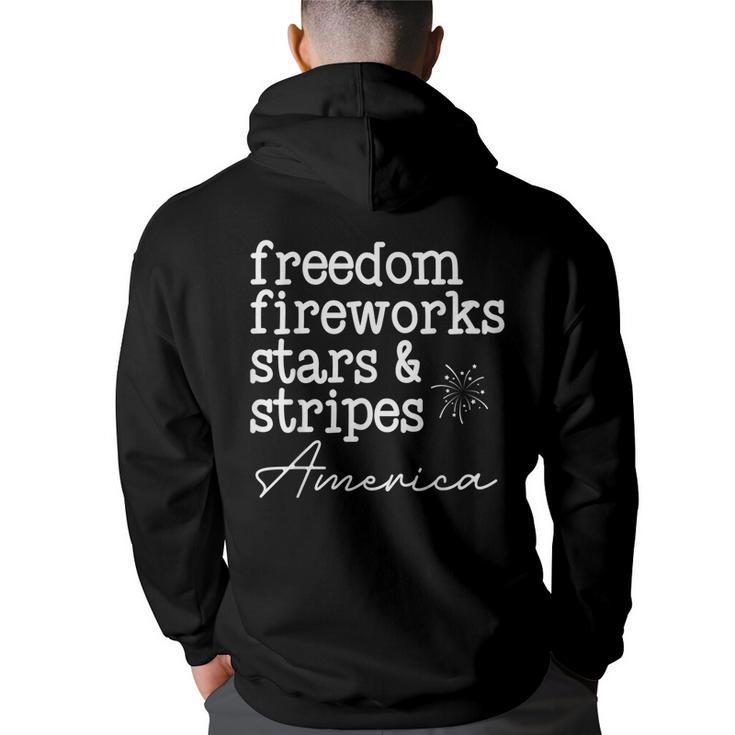 Freedom Fireworks Stars And Stripes America Family Sparklers  Freedom Funny Gifts Back Print Hoodie
