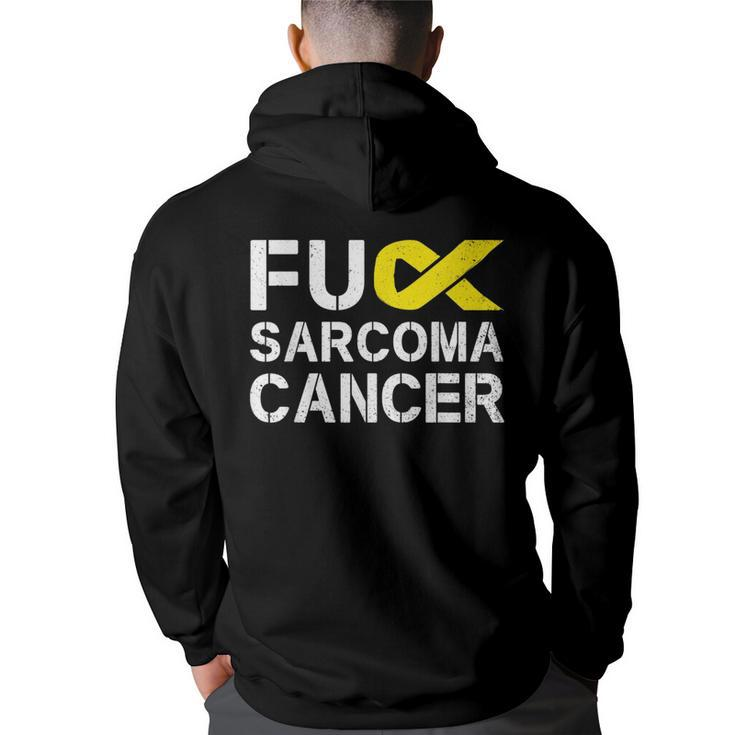 Fuck Sarcoma Cancer Awareness Yellow Ribbon Warrior Fighter  Back Print Hoodie