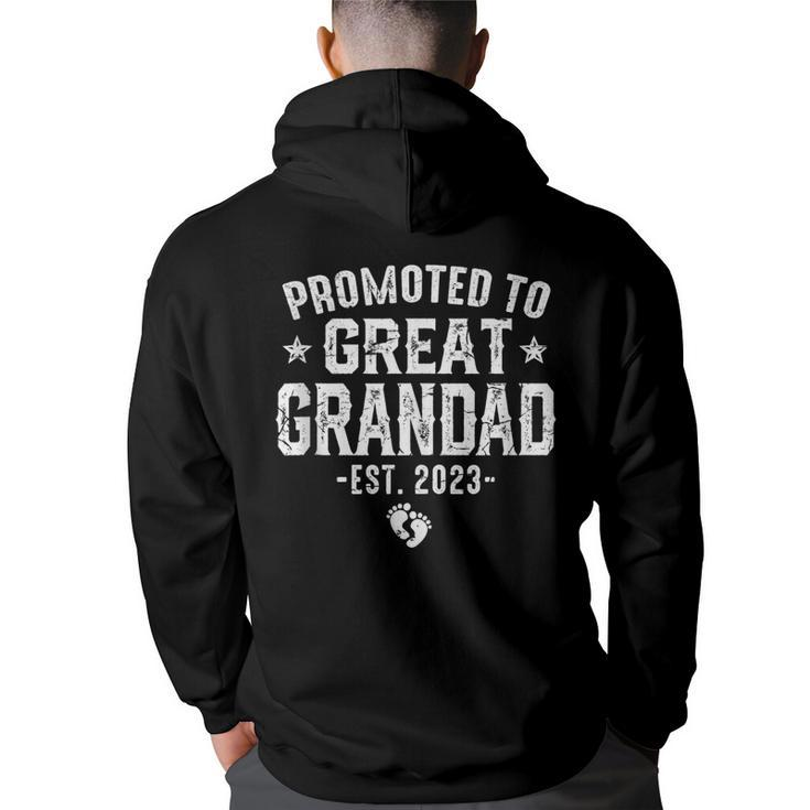 Funny Promoted To Great Grandad 2023 Vintage New Daddy  Daddy Funny Gifts Back Print Hoodie