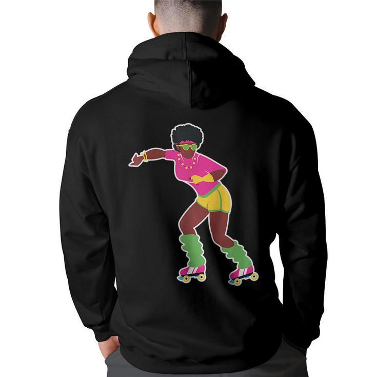 Funny Roller Skating Derby 70S 80S Skater Afro Girl Gifts  Back Print Hoodie