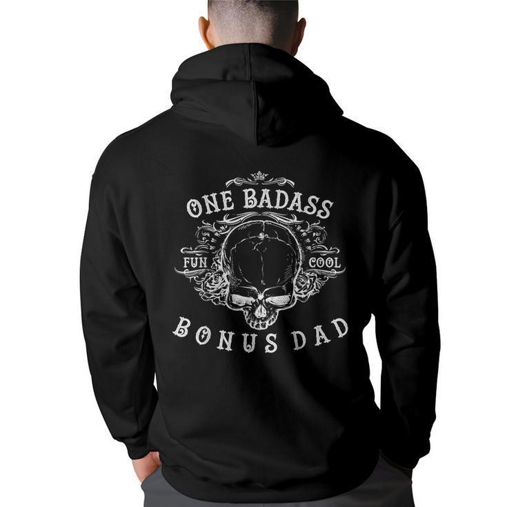 Funny Step Dad Gifts One Badass Bonus Dad  Funny Gifts For Dad Back Print Hoodie