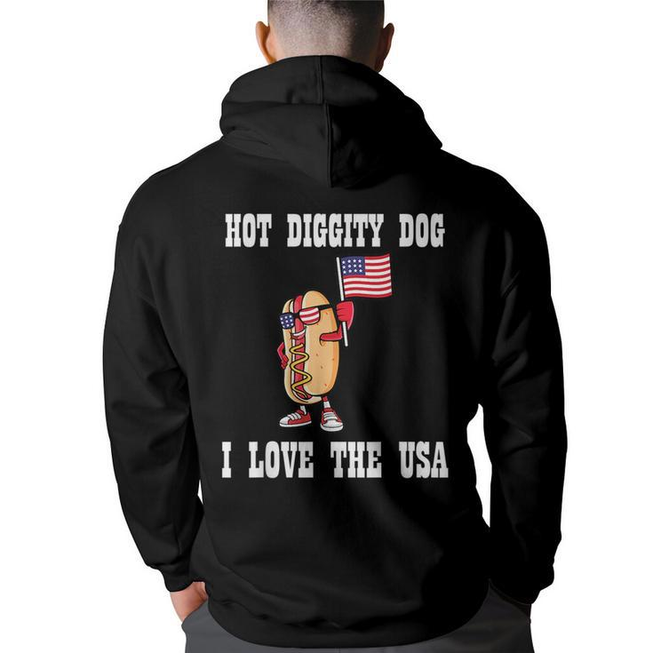 Hot Diggity Dog July 4Th Patriotic Bbq Picnic America Funny  Patriotic Funny Gifts Back Print Hoodie