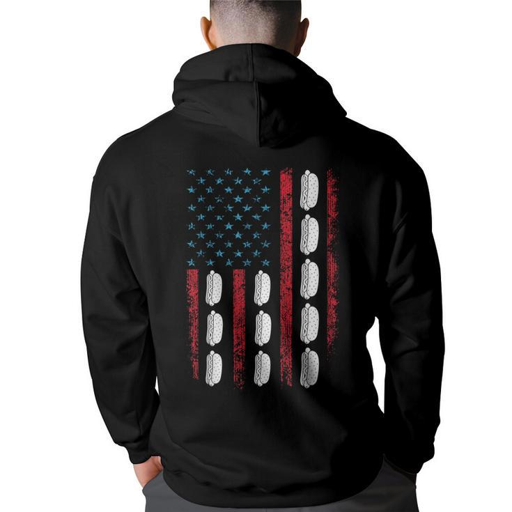 Hot Dog American Flag July 4Th Patriotic Summer Bbq Funny  Patriotic Funny Gifts Back Print Hoodie