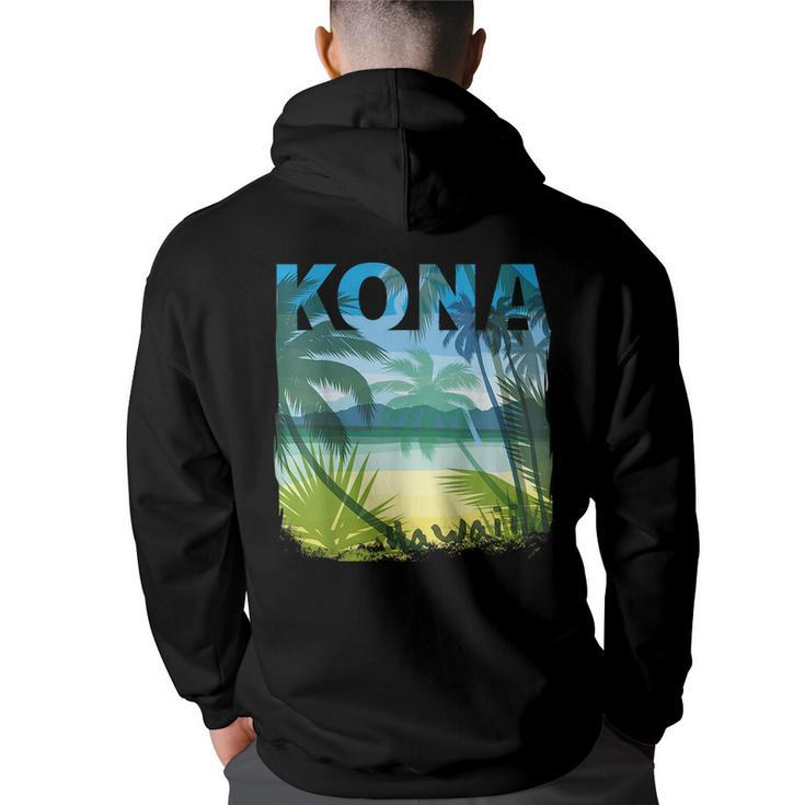 Kona Hawaii Beach Summer Matching Family Palms Tree  Summer Funny Gifts Back Print Hoodie