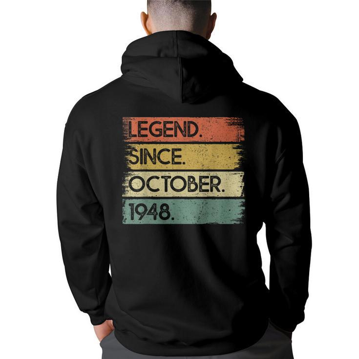 Legend Since October 1948 75 Years Old 75Th Birthday Hoodie Back Print