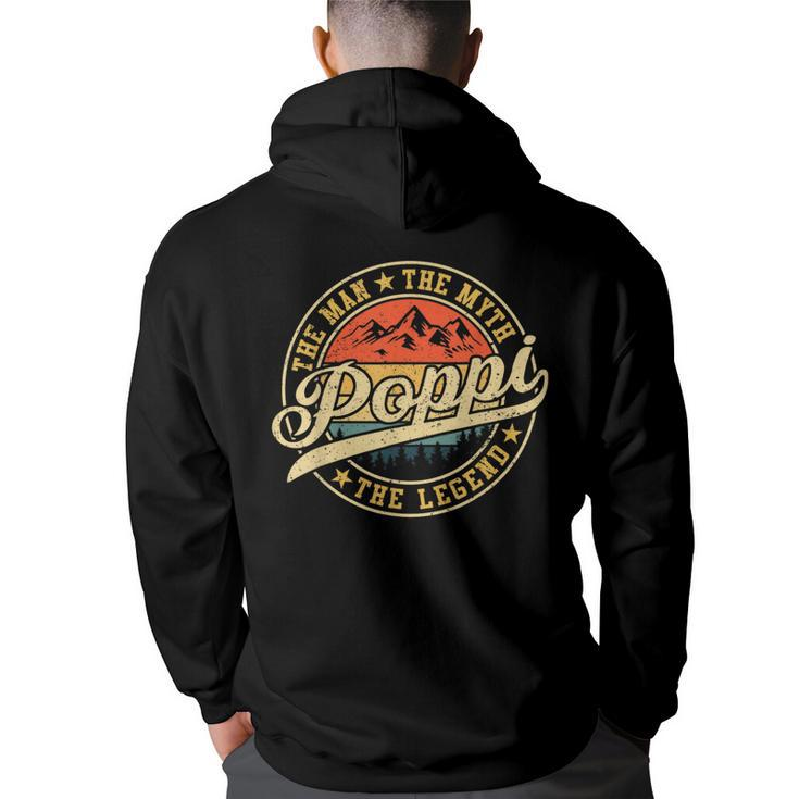 Poppi The Man The Myth The Legend  Funny Fathers Day  Back Print Hoodie