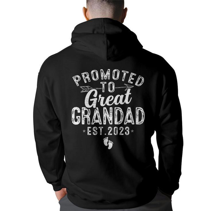 Promoted To Great Grandad Est 2023 Daddy Fathers Day   Daddy Funny Gifts Back Print Hoodie