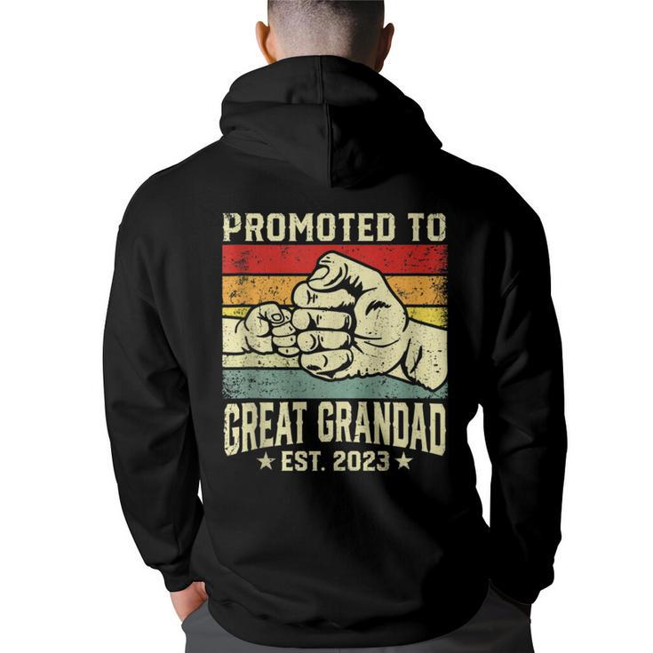 Promoted To Great Grandad Est 2023 Vintage New Dad  Funny Gifts For Dad Back Print Hoodie