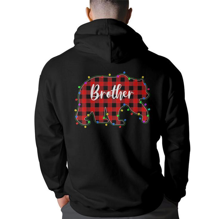 Red Plaid Brother Bear Xmas Lights Matching Pajama Family  Funny Gifts For Brothers Back Print Hoodie