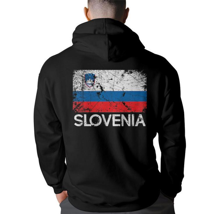 Slovenian Flag  | Vintage Made In Slovenia Gift Back Print Hoodie