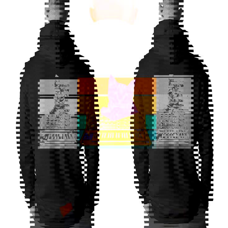 Synthesizer & Cat Vintage Analog Synth Retro Studio Gear  Back Print Hoodie