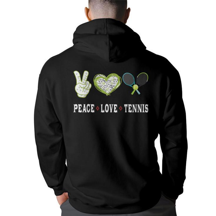 Tennis Lovers Player Fans Peace Love Tennis  Tennis Funny Gifts Back Print Hoodie