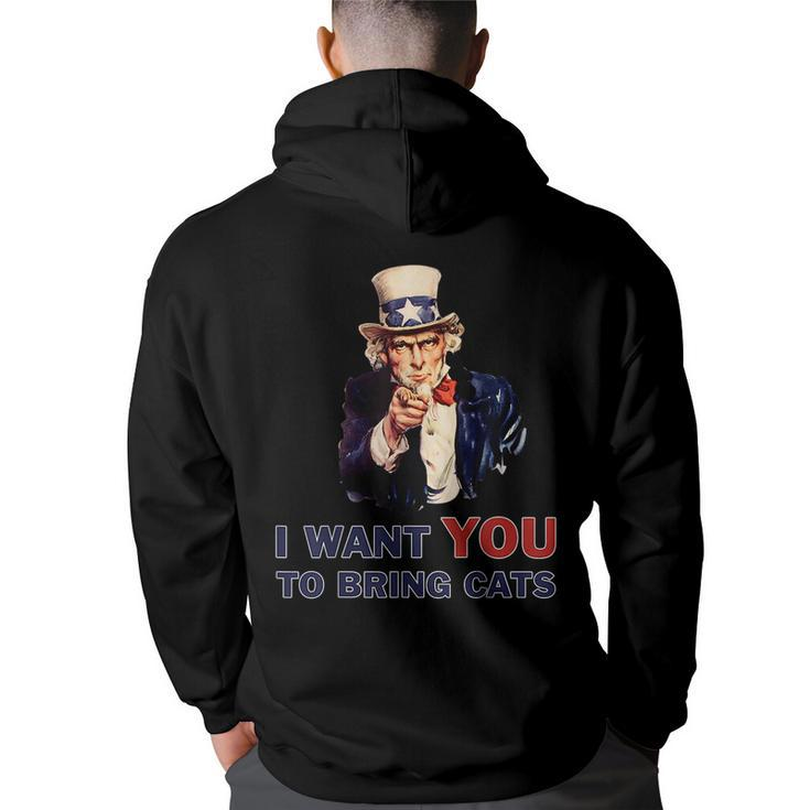 Uncle Sam I Want You - Cats 4Th Of July Funny Gifts For Uncle Back Print Hoodie