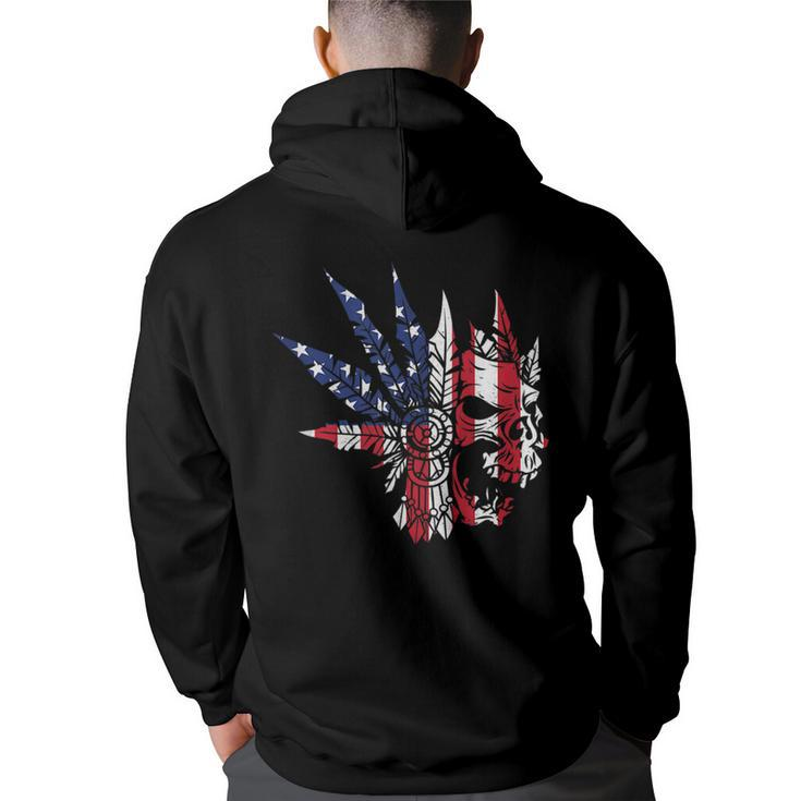 Usa American Flag Skull Skeleton Biker Style Gift Idea  Biker Funny Gifts Back Print Hoodie