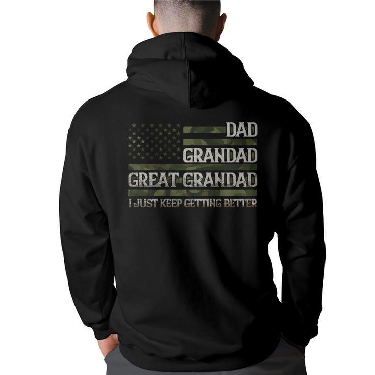 Vintage Dad Grandad Great Grandad With Us Flag Fathers Day   Funny Gifts For Dad Back Print Hoodie